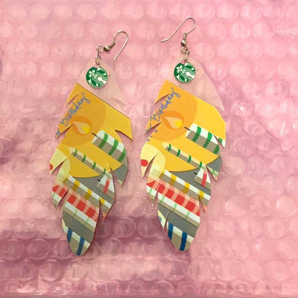 Starbucks gift card earrings - handmade